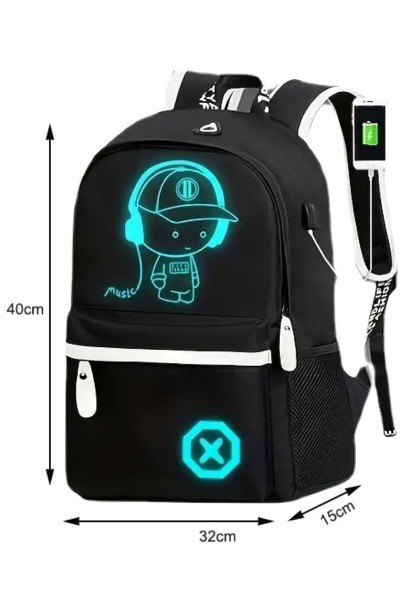 Plecak szkolny młodzieżowy LumiBag odblaskowy USB wielokomorowy świecący