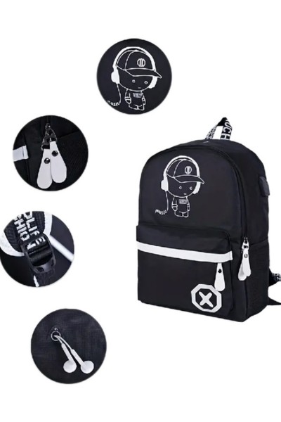 Plecak szkolny młodzieżowy LumiBag odblaskowy USB wielokomorowy świecący