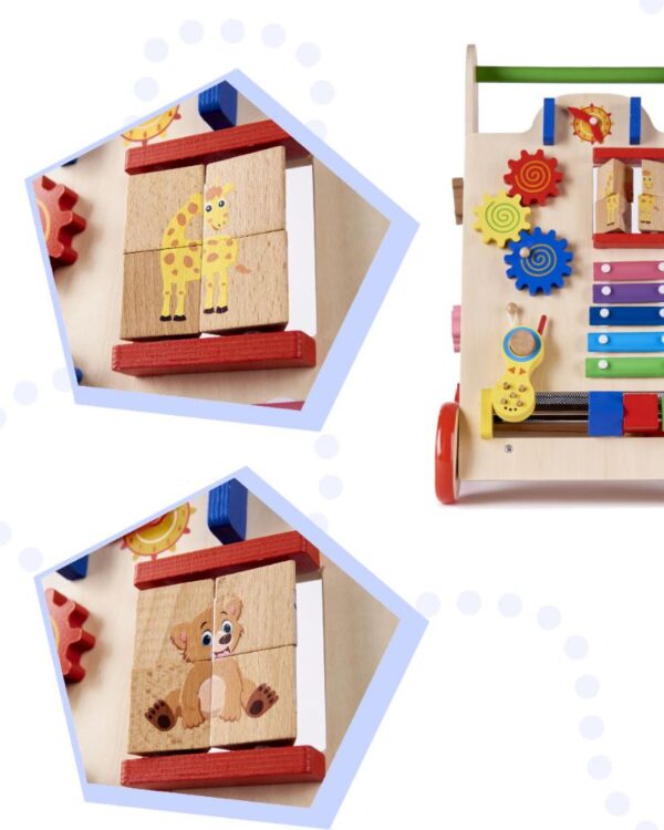 Pchacz chodzik drewniany kostka edukacyjna 6W1