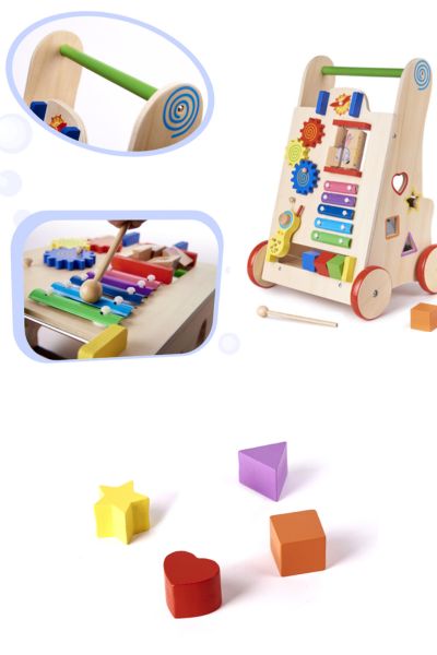 Pchacz chodzik drewniany kostka edukacyjna 6W1