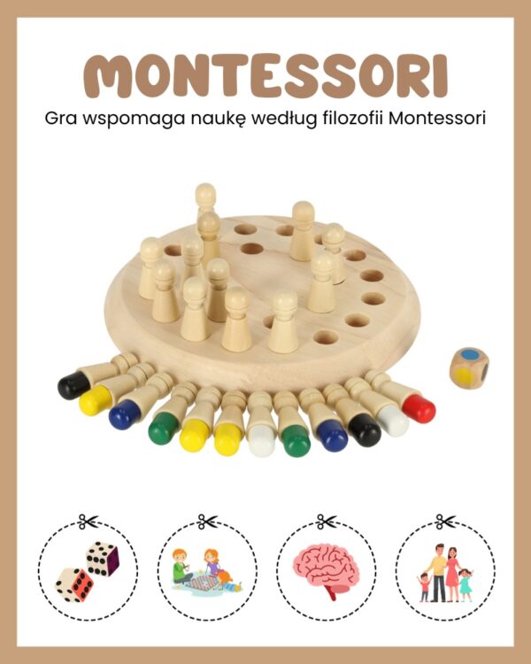 Gra logiczna Memory Chińczyk - dopasuj kolory drewna