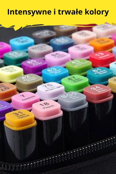 Markery dwustronne alkoholowe 80 sztuk + Etui