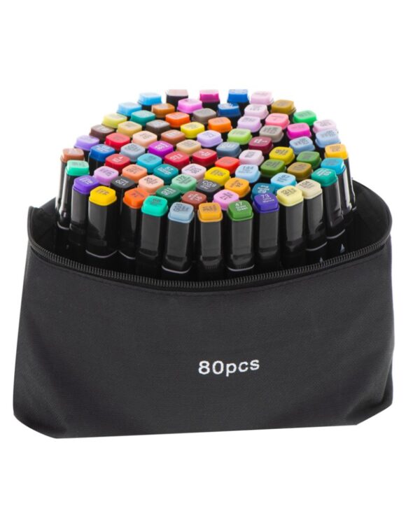 Markery dwustronne alkoholowe 80 sztuk + Etui Markery dwustronne alkoholowe 80 sztuk + Etui