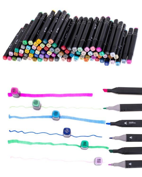 Markery dwustronne alkoholowe 80 sztuk + Etui Markery dwustronne alkoholowe 80 sztuk + Etui