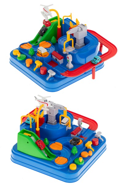 Tor przeszkód interaktywny parking garaż + 5 pojazdów