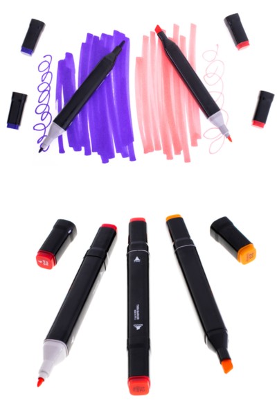 Markery dwustronne alkoholowe 80 sztuk + Etui