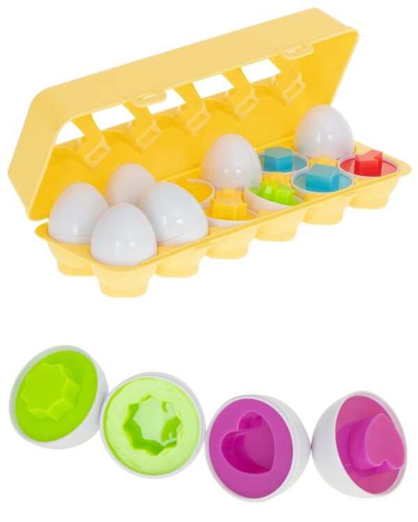 Układanka edukacyjna dopasuj kształty jajka 12 sztuk Układanka edukacyjna dopasuj kształty jajka 12 sztuk