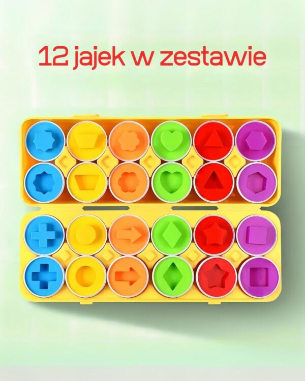 Układanka edukacyjna dopasuj kształty jajka 12 sztuk Układanka edukacyjna dopasuj kształty jajka 12 sztuk