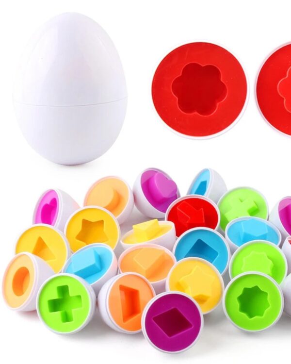 Układanka edukacyjna dopasuj kształty jajka 12 sztuk Układanka edukacyjna dopasuj kształty jajka 12 sztuk