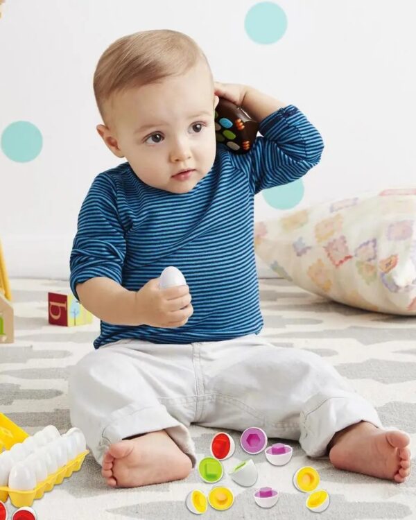 Układanka edukacyjna dopasuj kształty jajka 12 sztuk Układanka edukacyjna dopasuj kształty jajka 12 sztuk