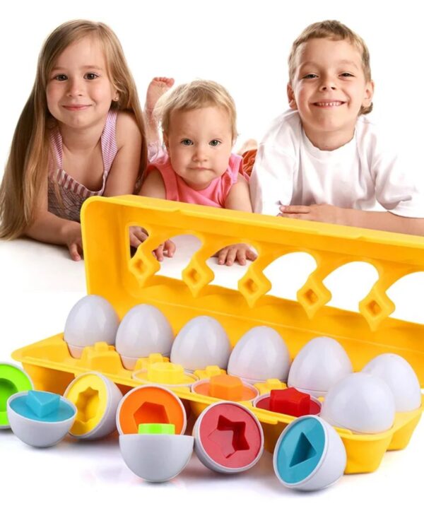 Układanka edukacyjna dopasuj kształty jajka 12 sztuk Układanka edukacyjna dopasuj kształty jajka 12 sztuk