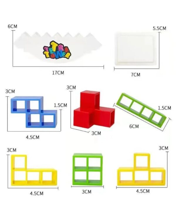 Układanka TETRIS balansujące klocki gra logiczna wymiary elementów