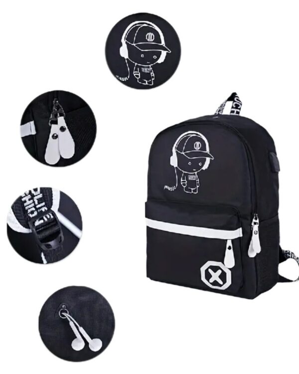 Plecak szkolny młodzieżowy LumiBag odblaskowy USB wielokomorowy świecący