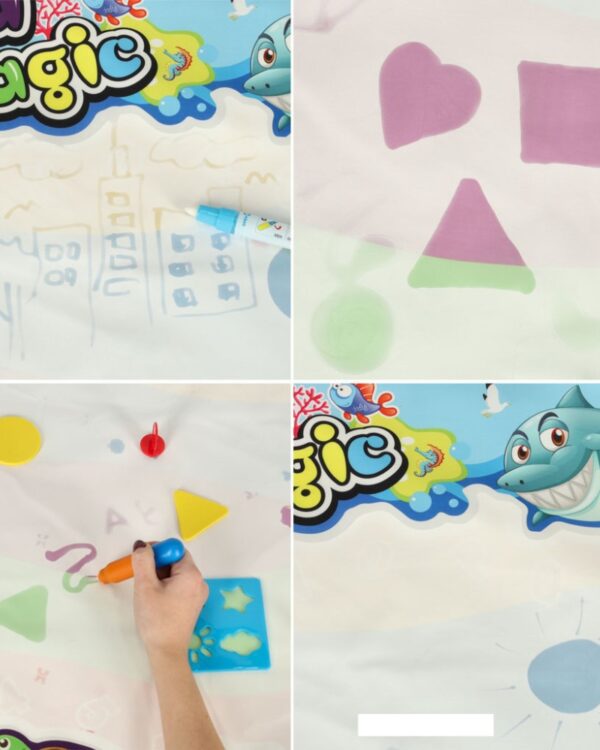 Mata wodna do malowania wodą XXL 100x80 pieczątki szablony zestaw