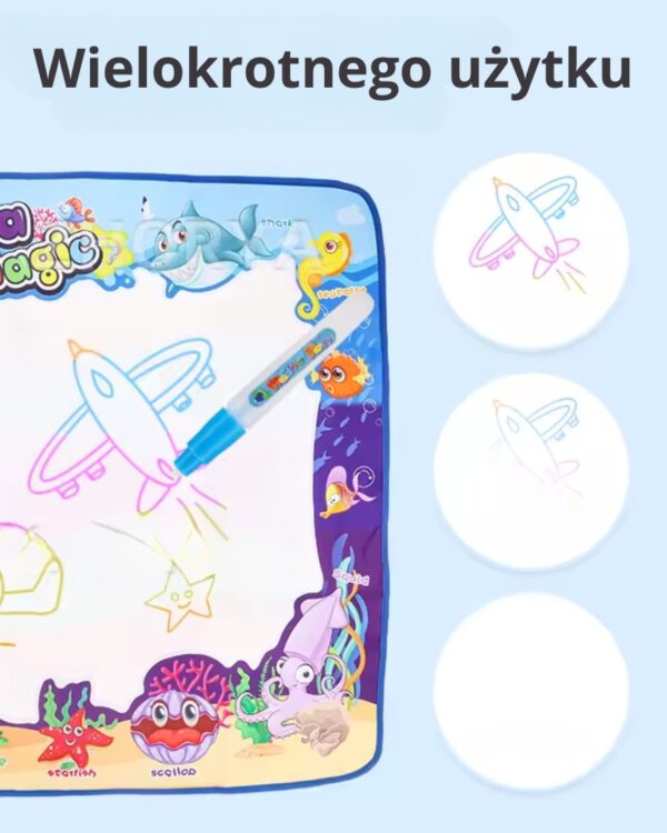 Mata wodna do malowania wodą XXL 100x80 pieczątki szablony zestaw