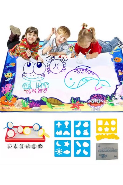 Mata wodna do malowania wodą XXL 100×80 pieczątki szablony zestaw