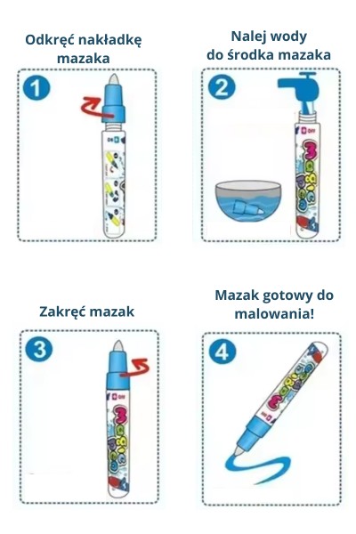 Mata wodna do malowania wodą XXL 100×80 pieczątki szablony zestaw