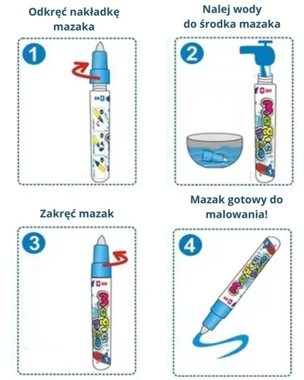 Mata wodna do malowania wodą XXL 100x80 pieczątki szablony zestaw
