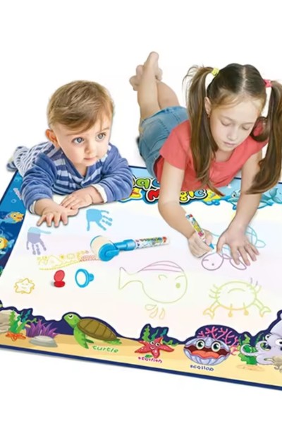 Mata wodna do malowania wodą XXL 100×80 pieczątki szablony zestaw