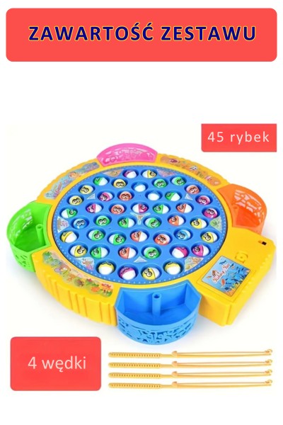 Gra zręcznościowa rodzinna łowienie rybek 45 rybek + 4 wędki